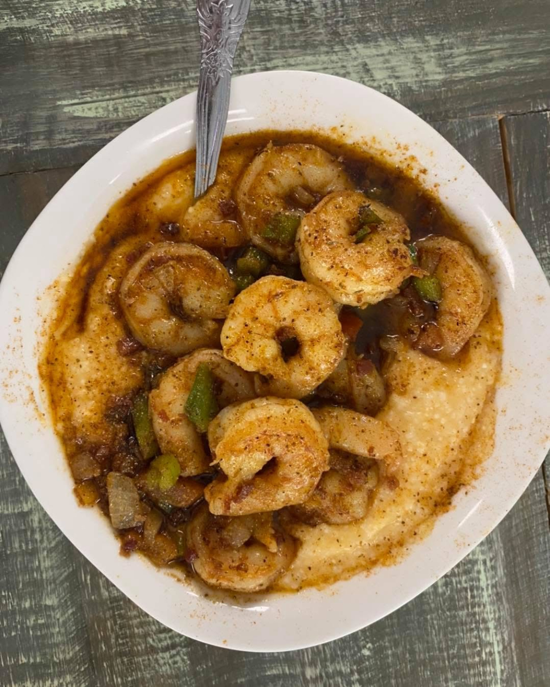 Eastern NC shrimp and grits served at Angie's Lighthouse Café